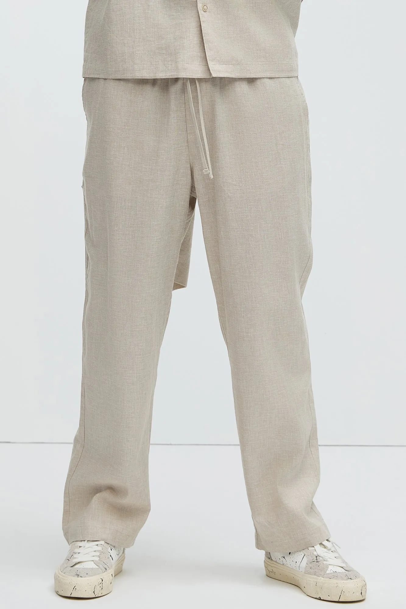 Bahamas Straight Linen Pants - Stone