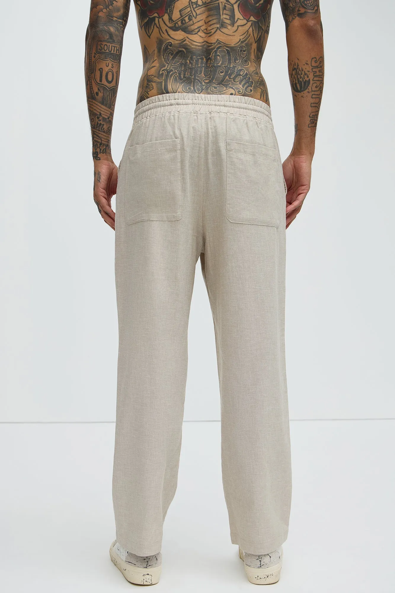 Bahamas Straight Linen Pants - Stone