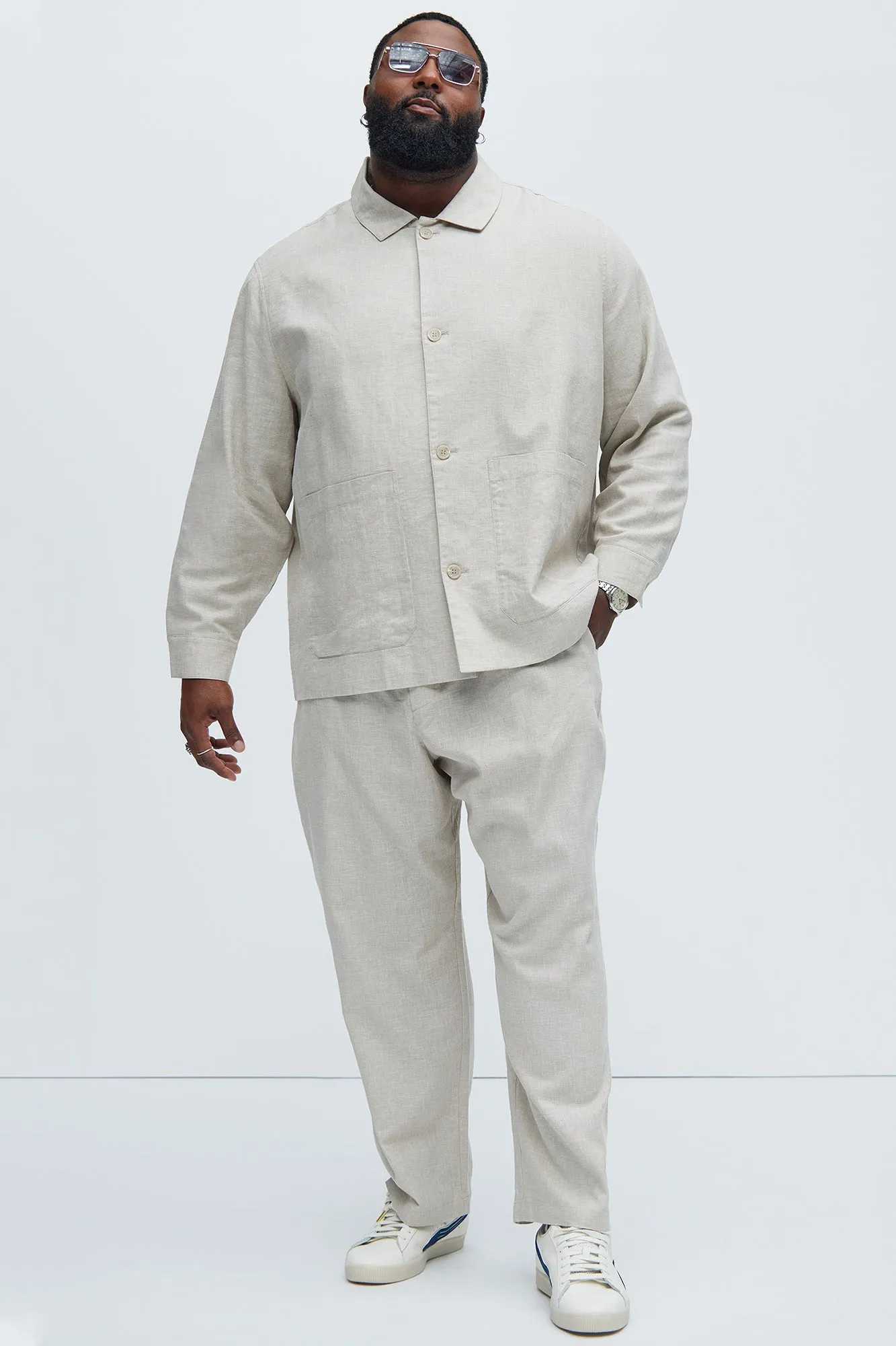 Bahamas Straight Linen Pants - Stone