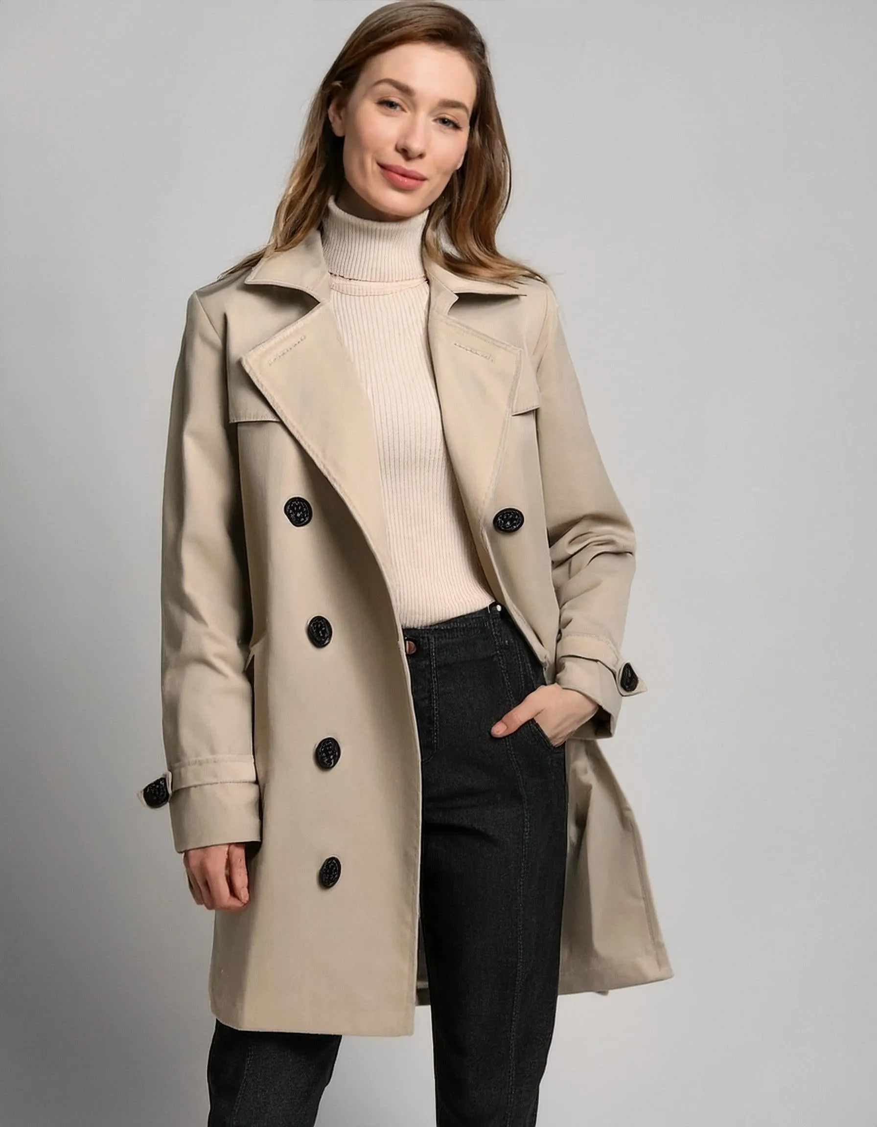 Beige Longline Trench Coats