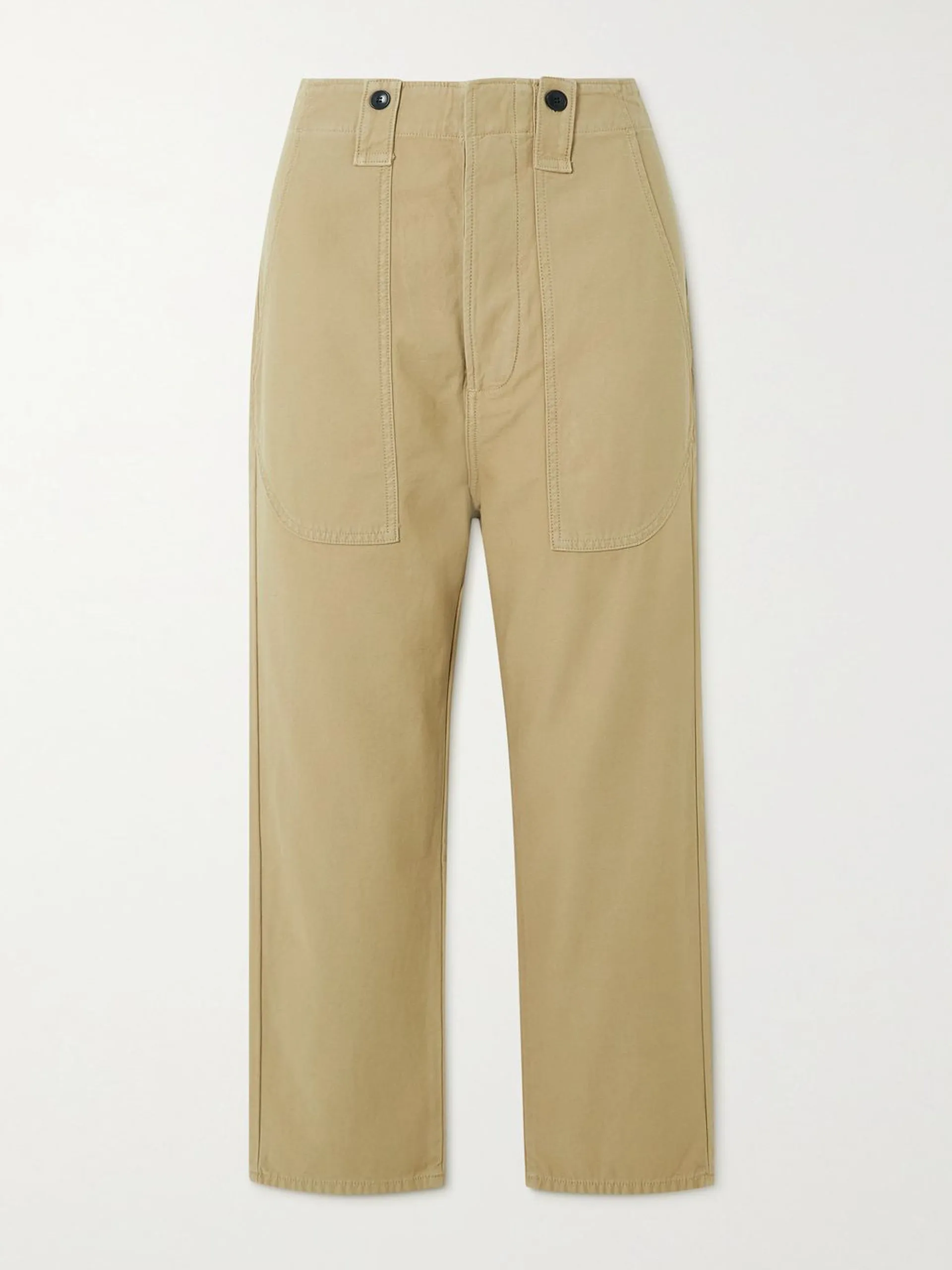 Beige straight leg trousers