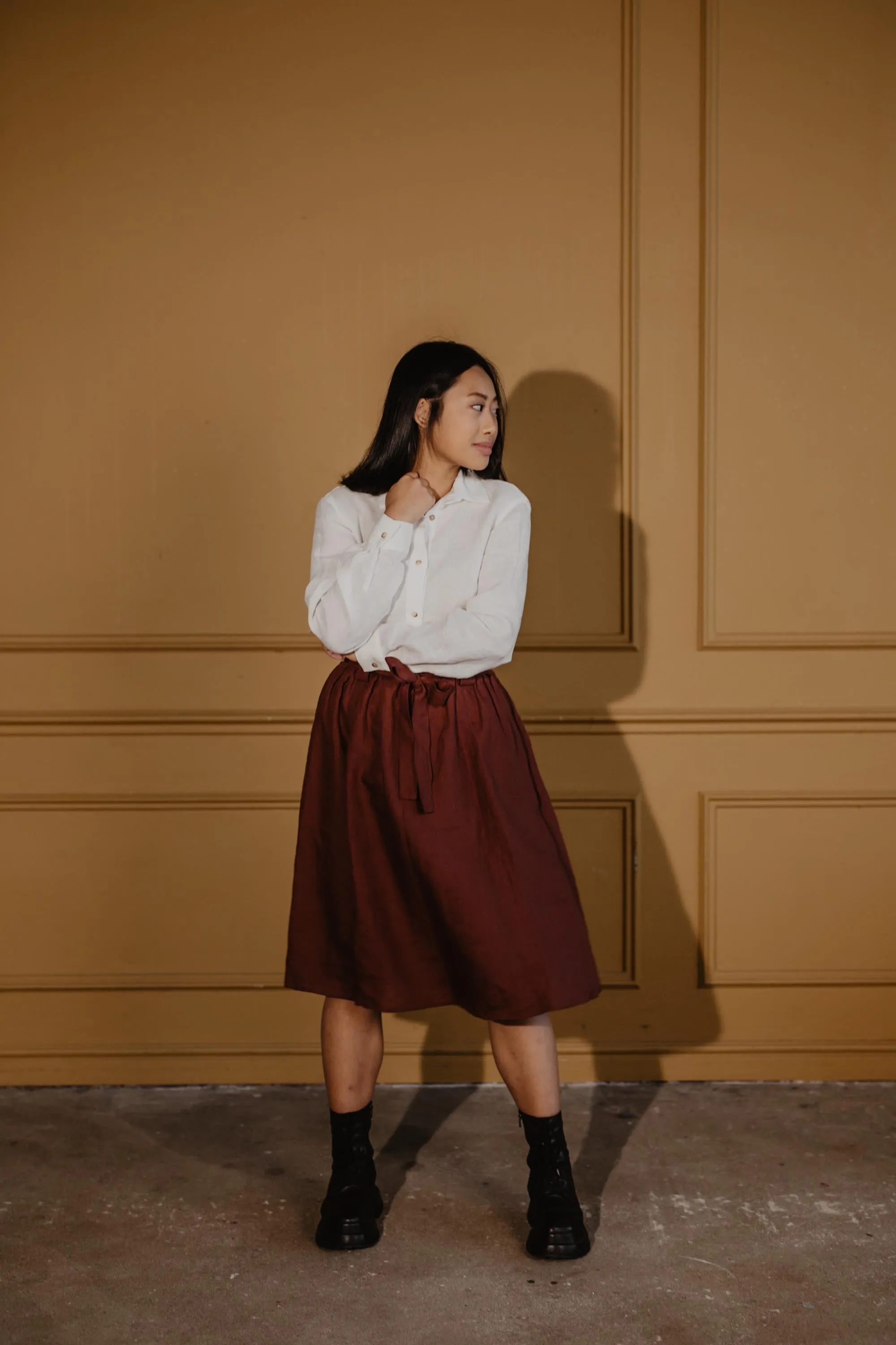 Bergen Mid Length Linen Skirt