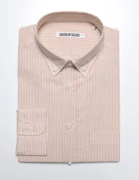 BKT10 Slim Casual Shirt in Thin Stripe - Ochre and White