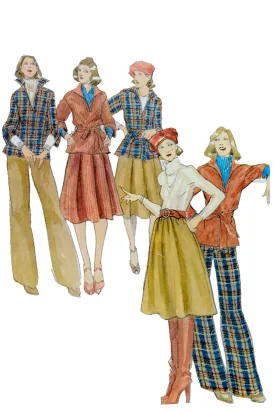 Butterick 4369 Vintage 1975 Top Skirt Pants & Belt Sewing Pattern