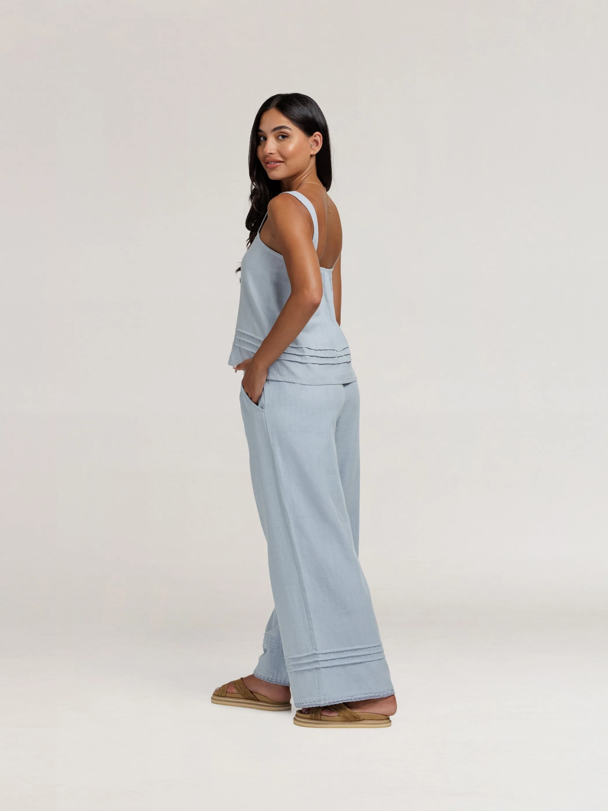 Carabella Cotton Pants Slate Blue