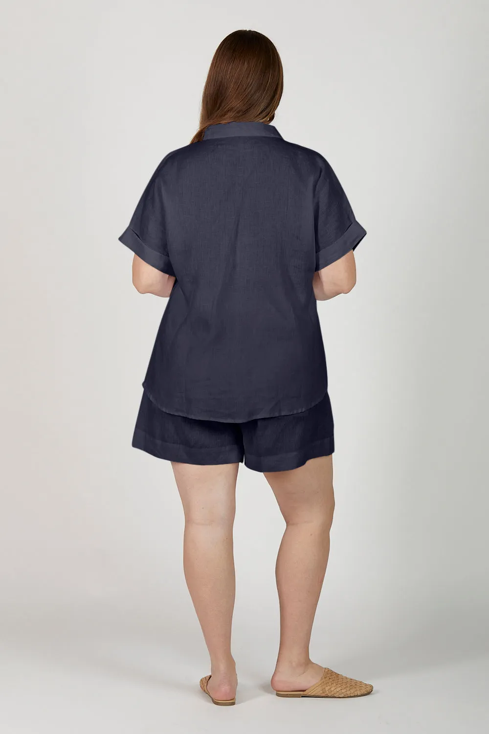 Carmen Linen Shirt in Navy