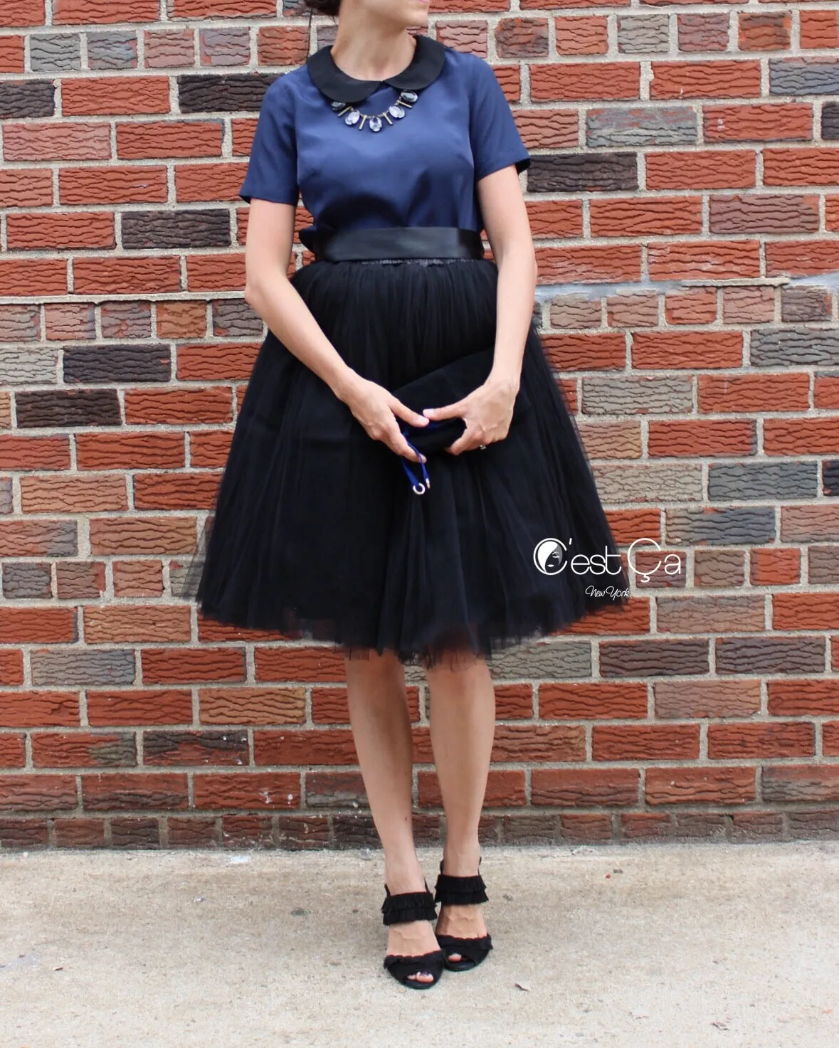 Clarisa Puffy Black Tulle Skirt - Midi