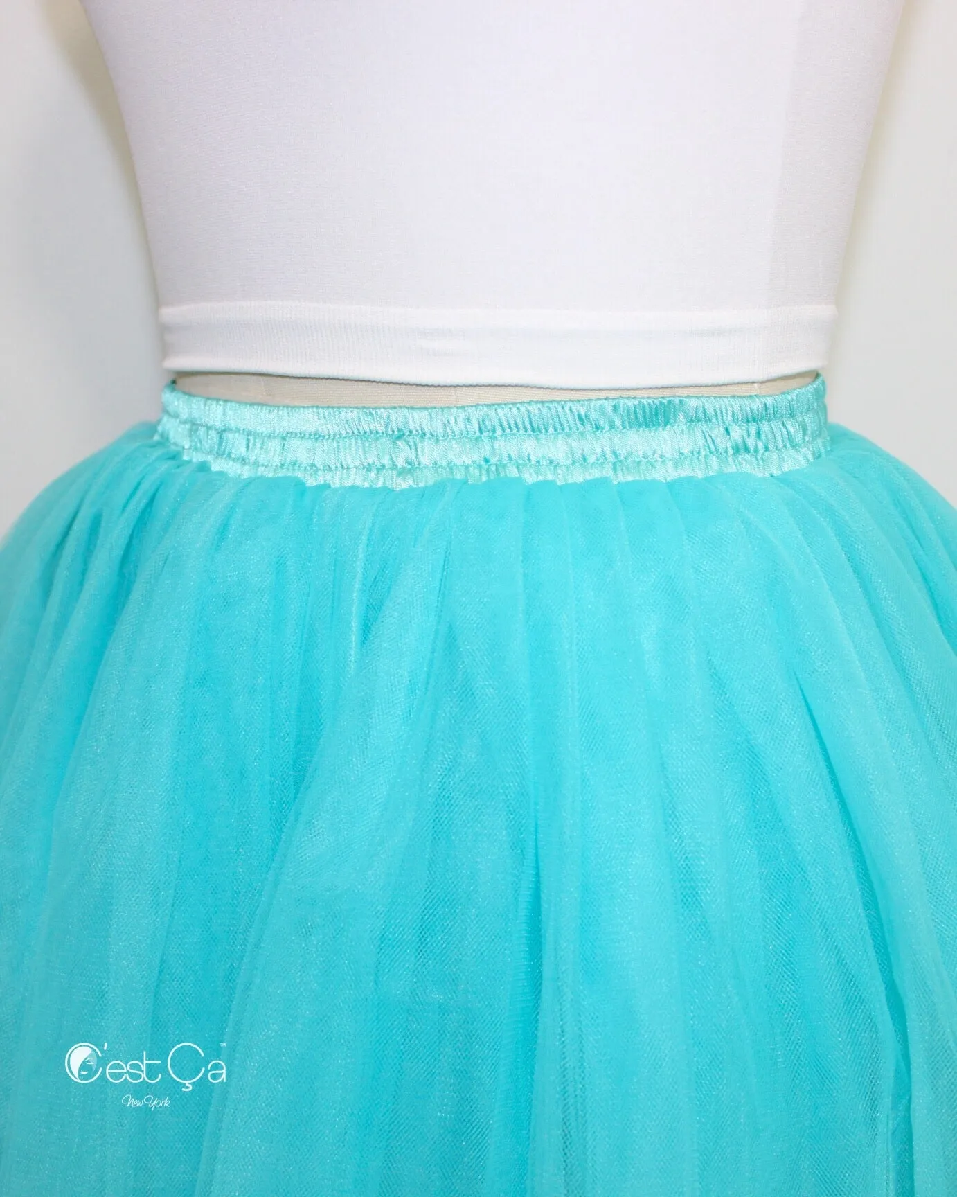 Clarisa Turquoise Blue Tulle Skirt - Midi