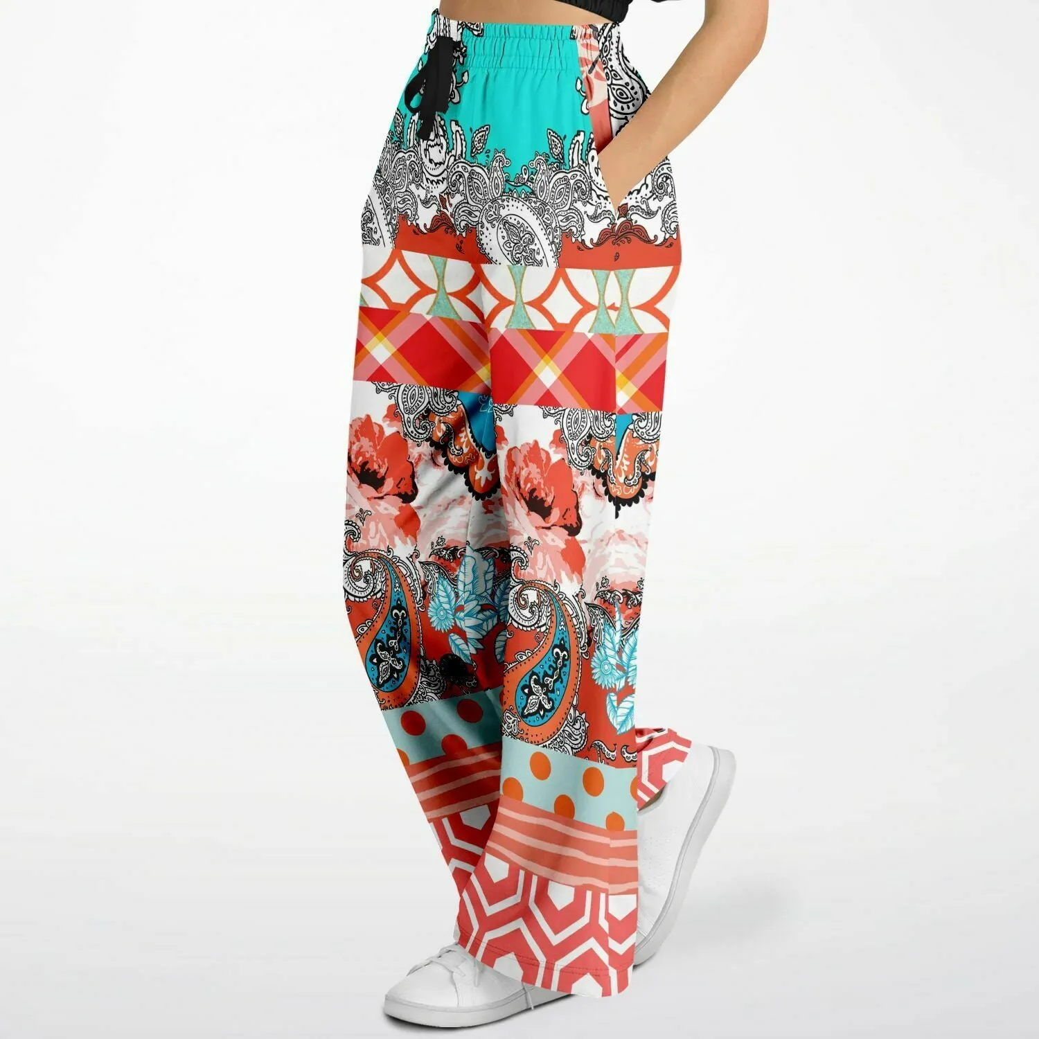 Coral Springs Hippie Patchwork Eco-Poly Wide Leg Pants