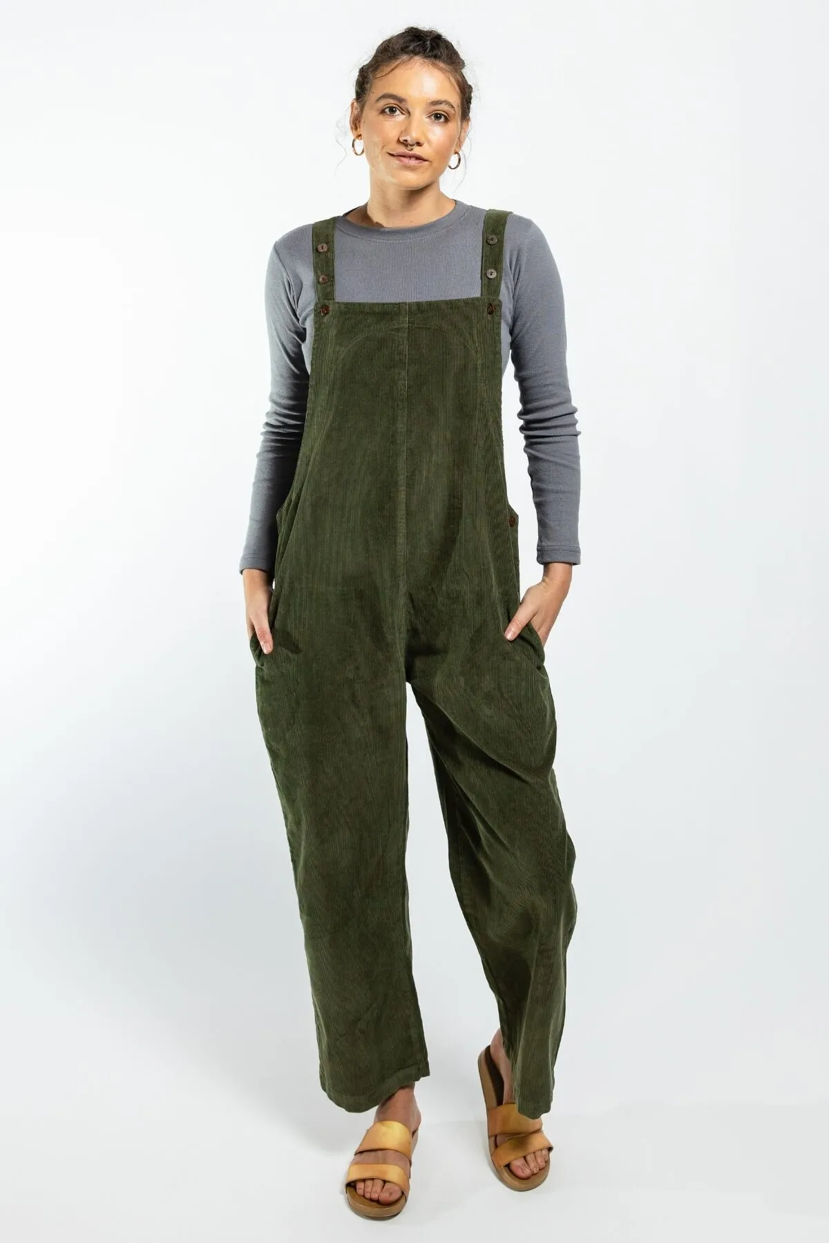 Corduroy Overalls - Khaki