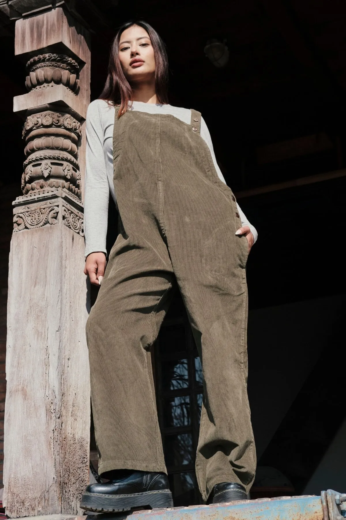 Corduroy Overalls - Khaki