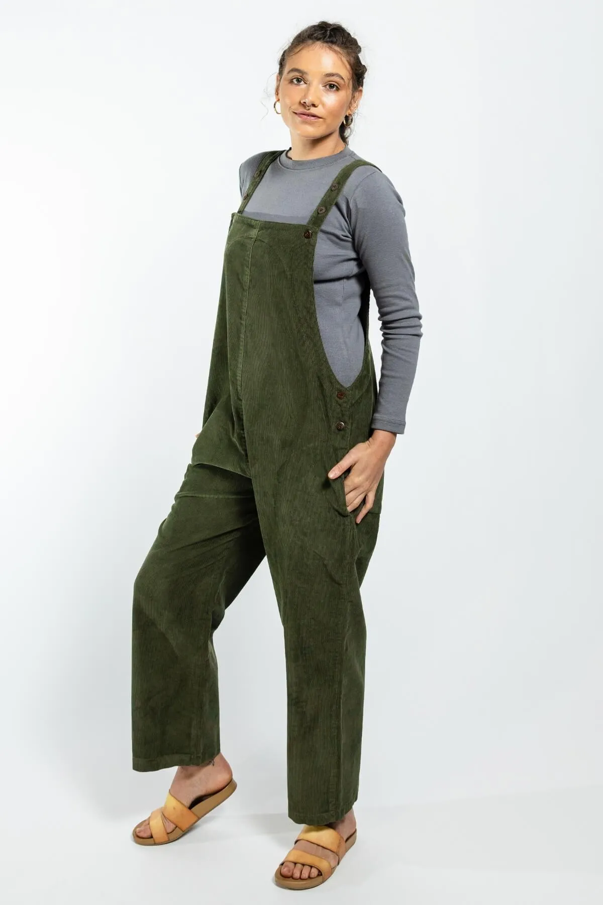 Corduroy Overalls - Khaki