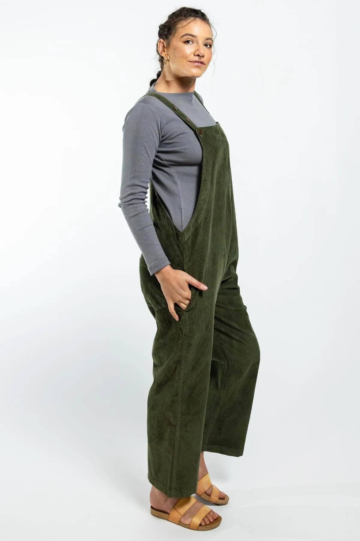 Corduroy Overalls - Khaki