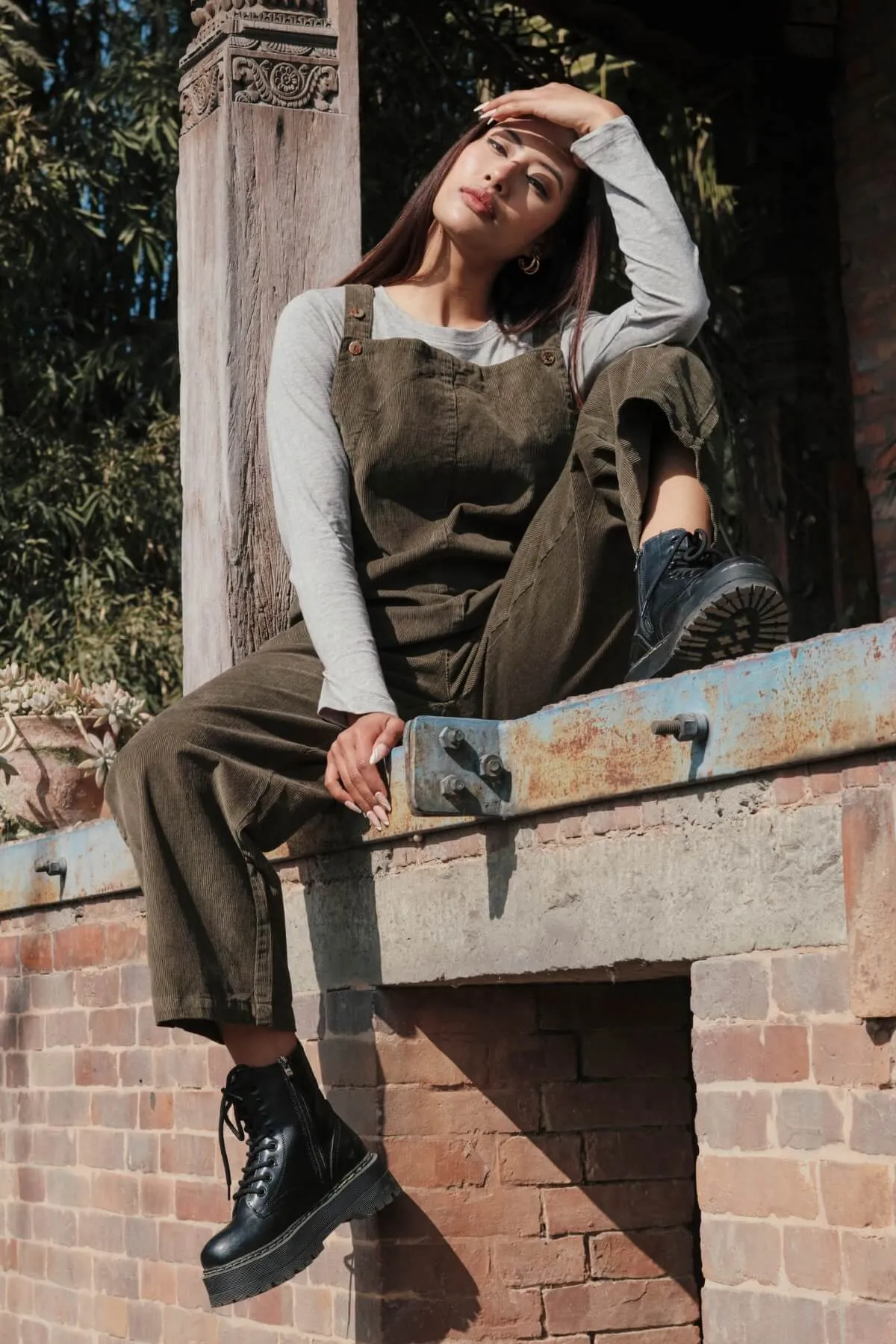 Corduroy Overalls - Khaki