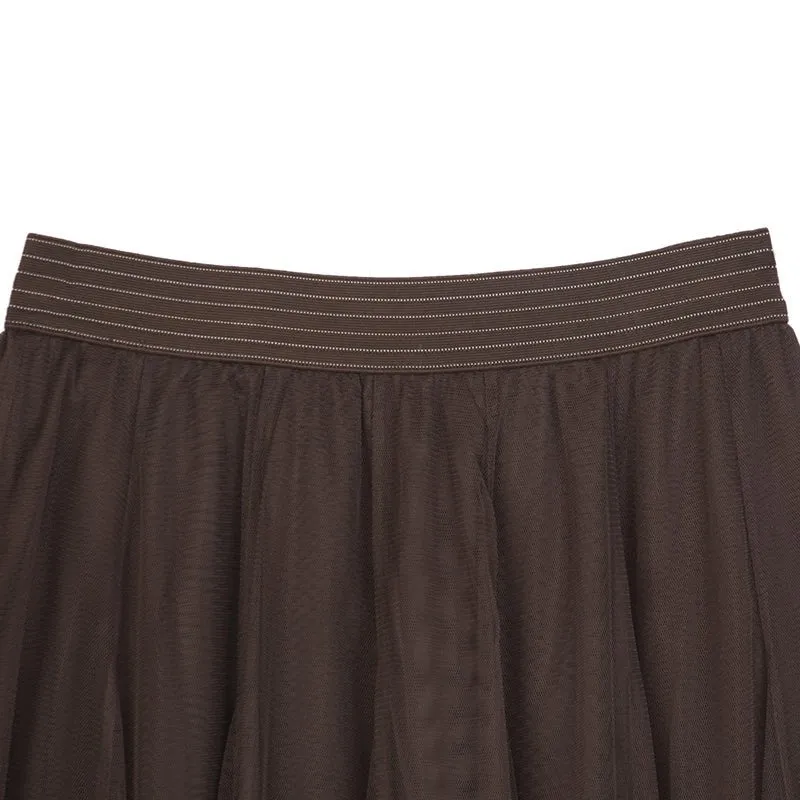 Dark Brown Yarn Midi Skirt