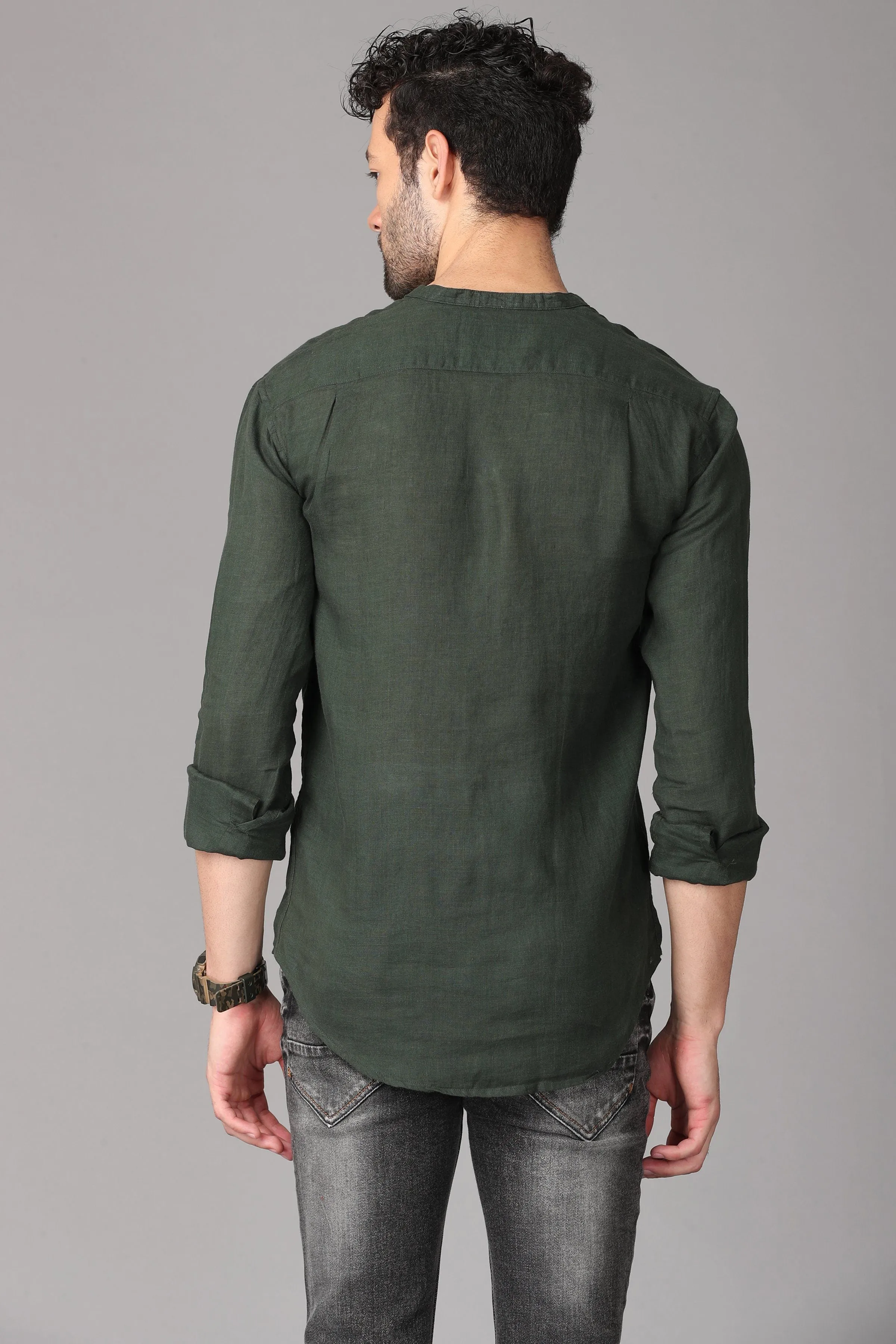 Dark Green Linen Shirt