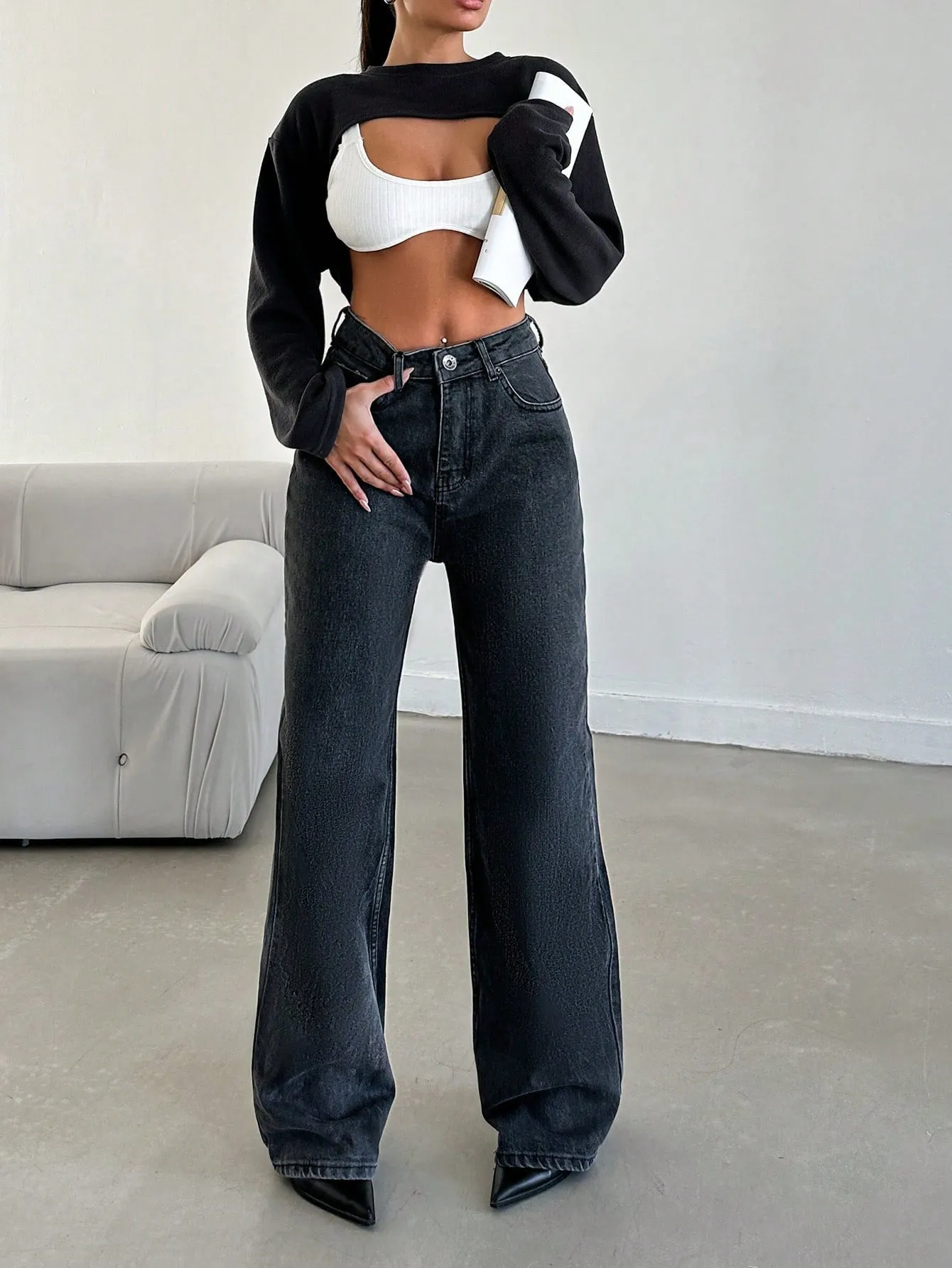 Deep Night Blue Wide Leg Jeans