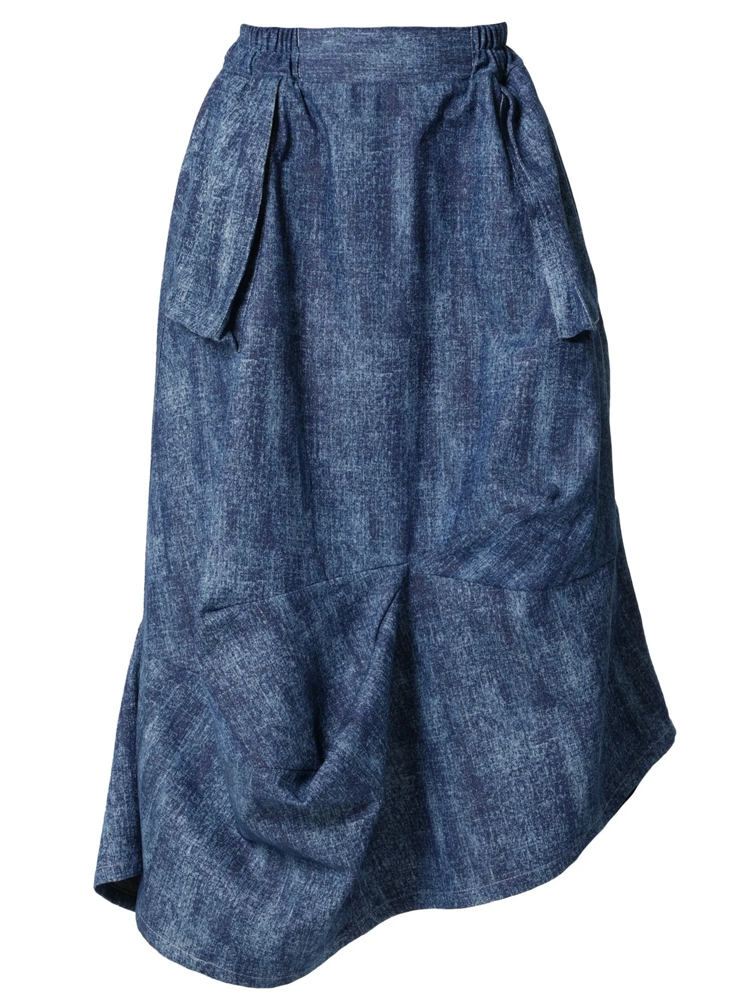 Denim Skirt with Draped Details