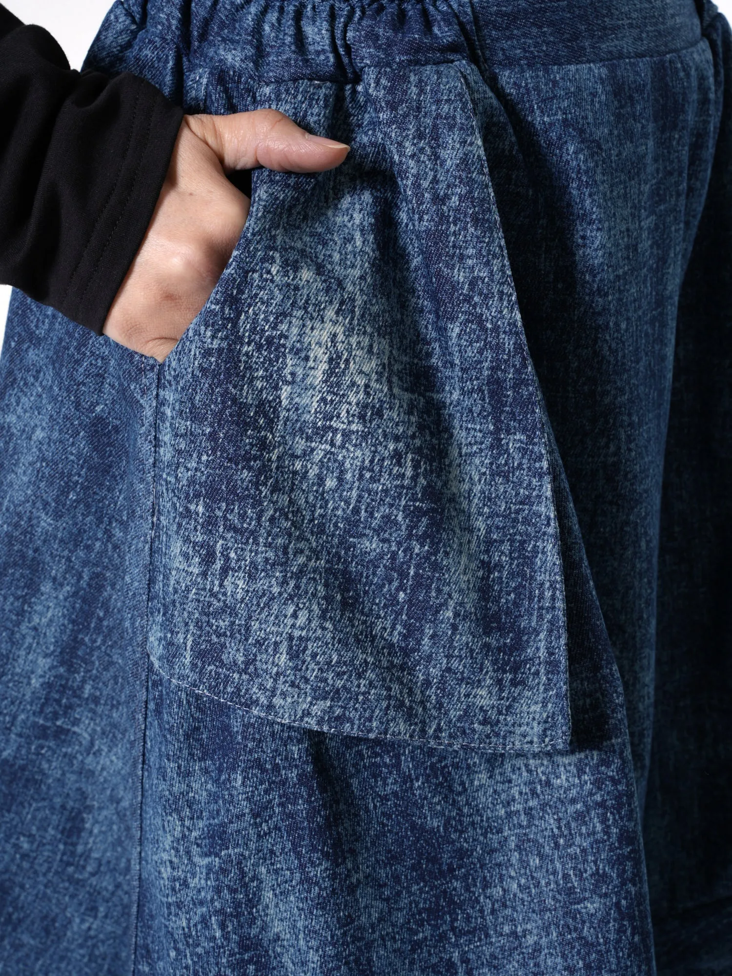 Denim Skirt with Draped Details