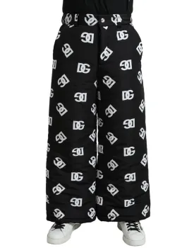 Dolce & Gabbana Black Logo DG Print Wide Leg Pants