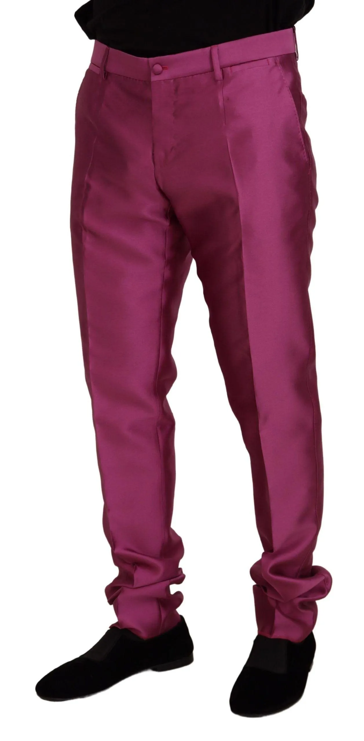 Dolce & Gabbana Pink Silk Slim Trousers Dress Formal Pants