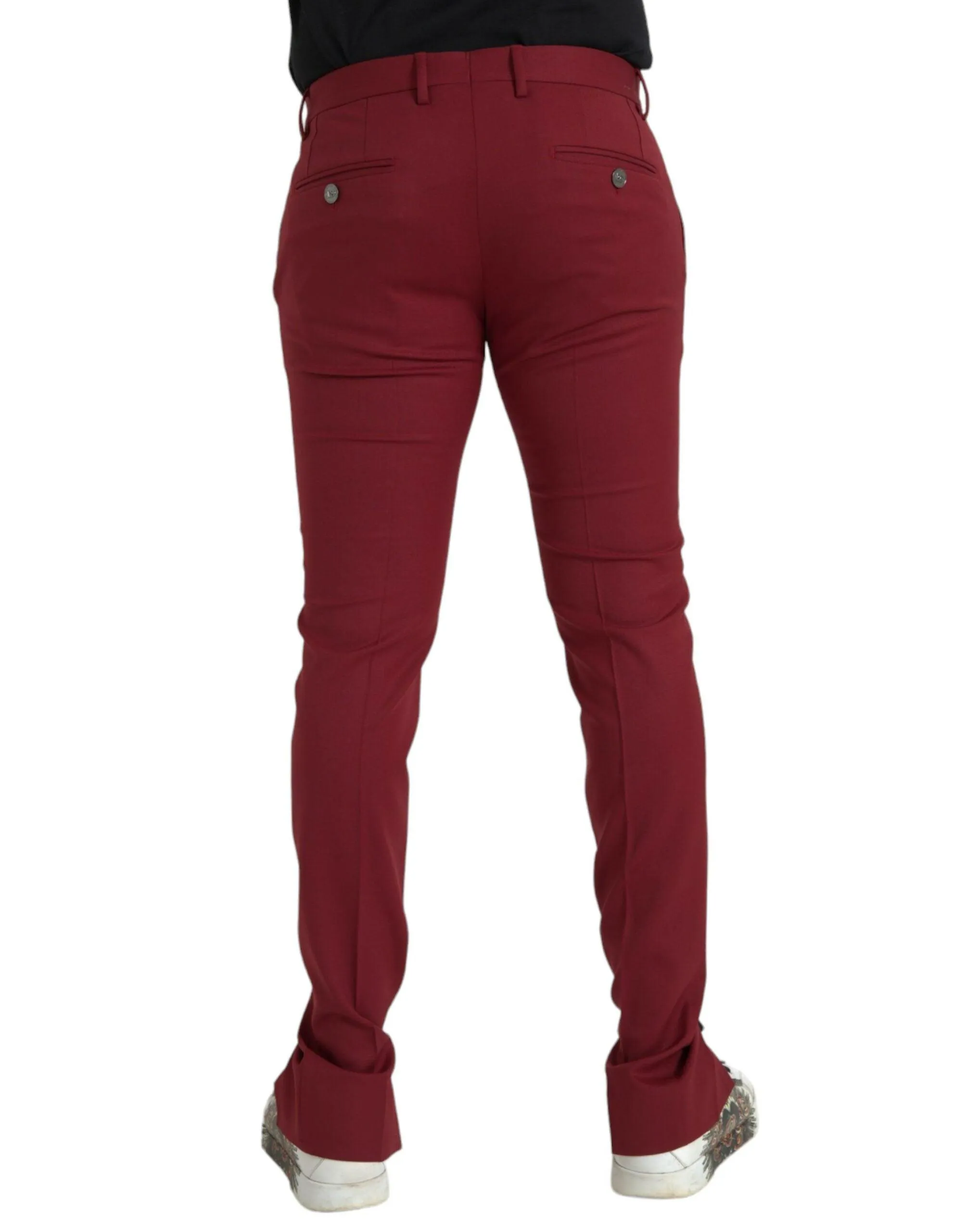 Dolce & Gabbana Red Wool Men Slim Fit Pants