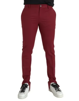 Dolce & Gabbana Red Wool Men Slim Fit Pants