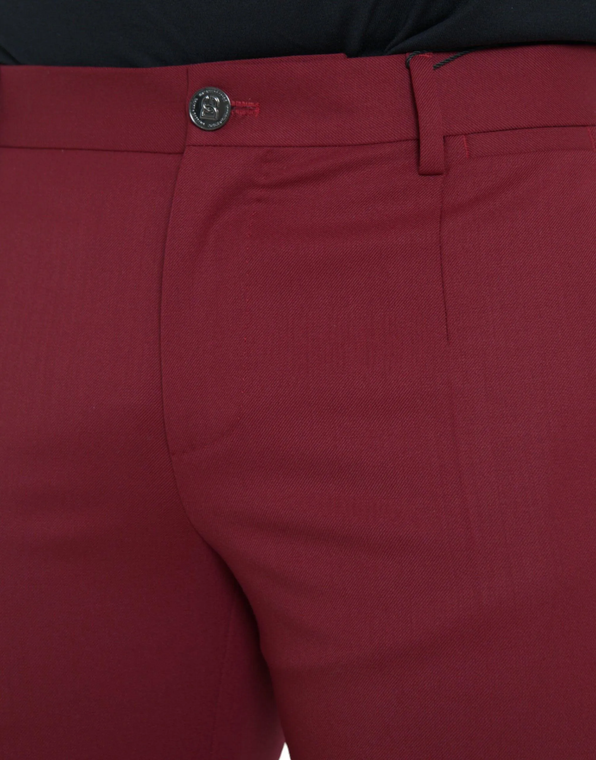 Dolce & Gabbana Red Wool Men Slim Fit Pants