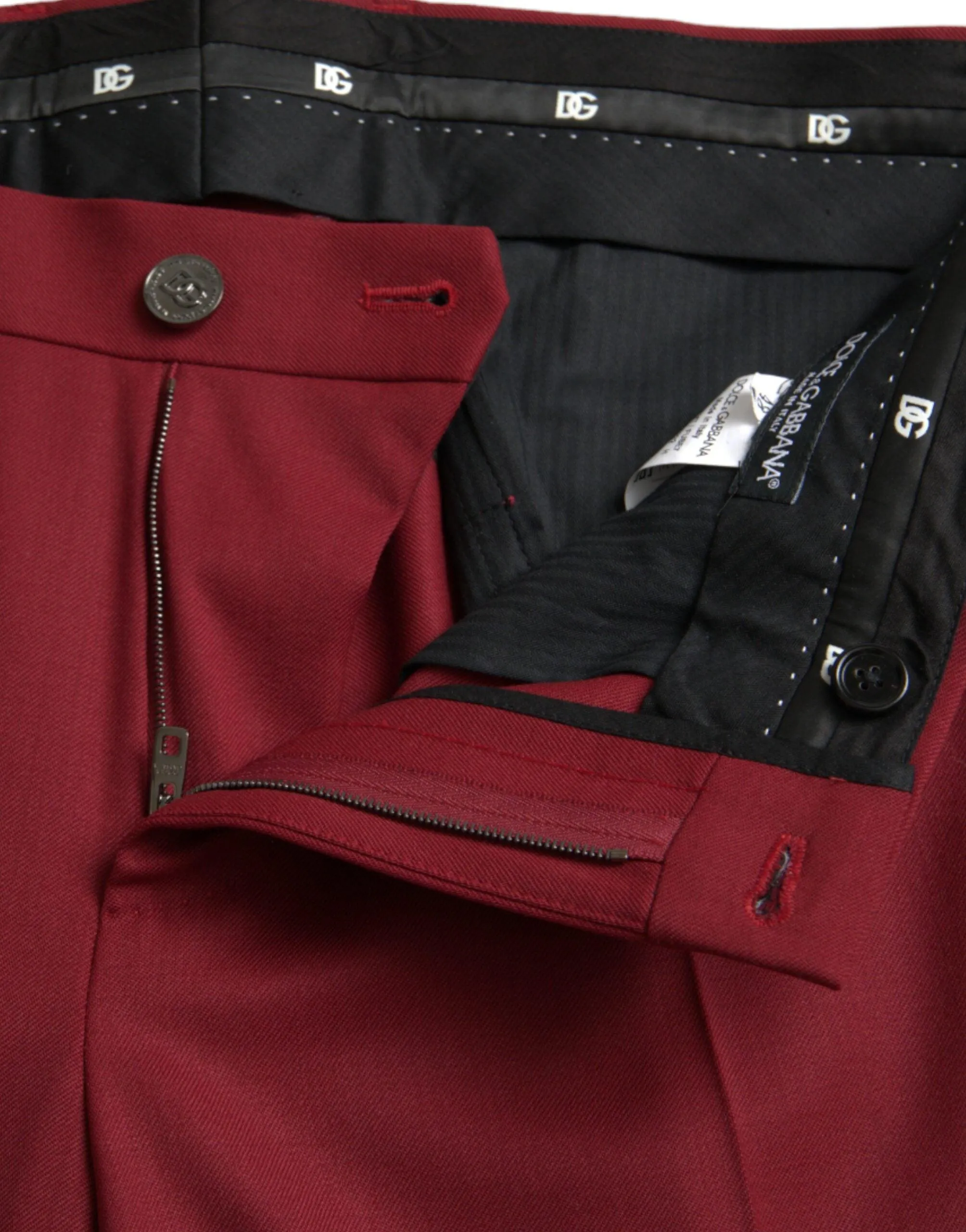 Dolce & Gabbana Red Wool Men Slim Fit Pants