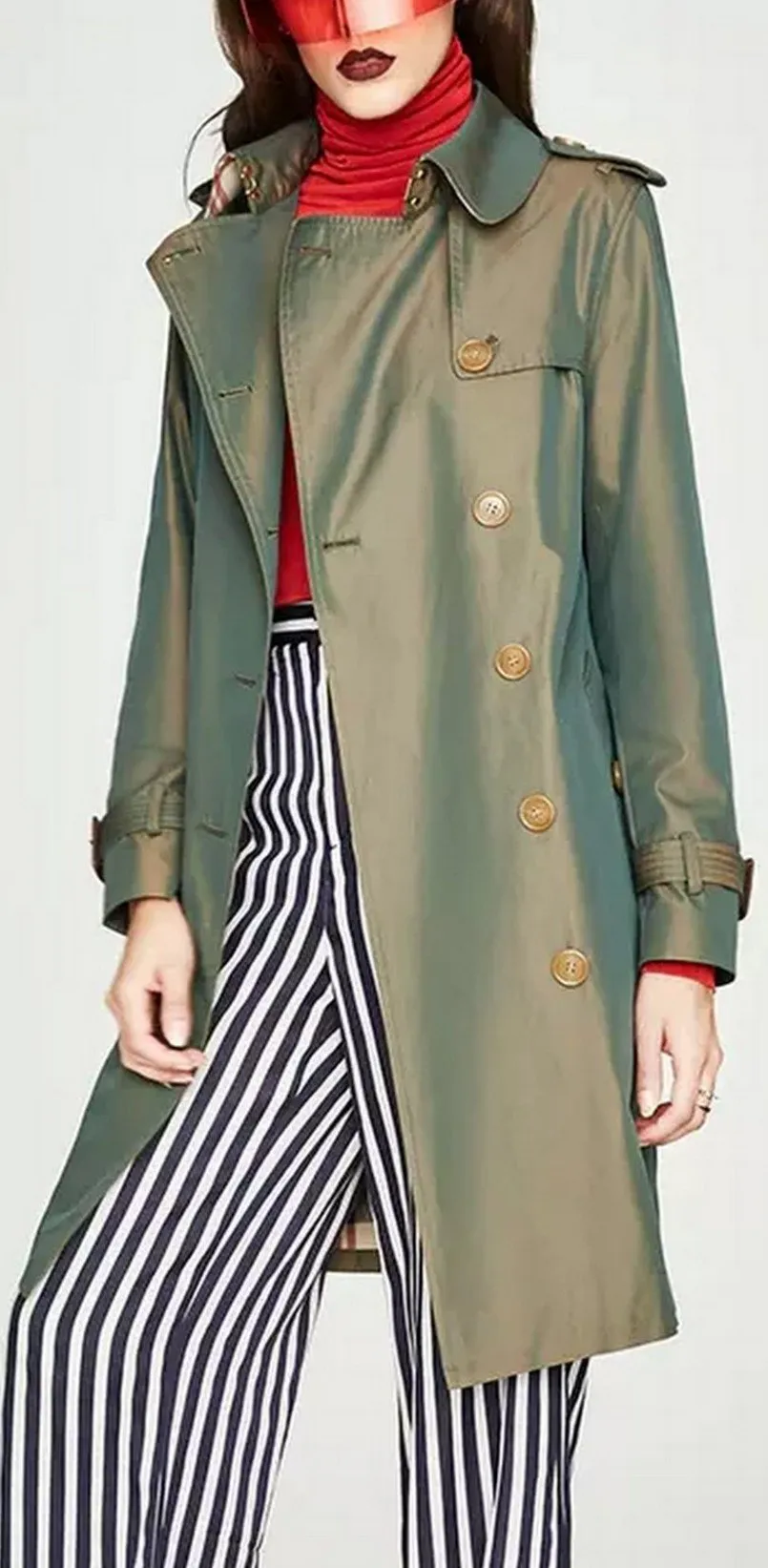 Double-Breasted Trench Coat, Green