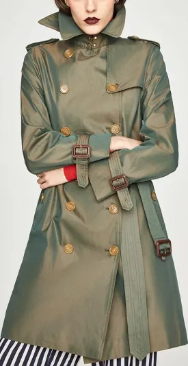 Double-Breasted Trench Coat, Green