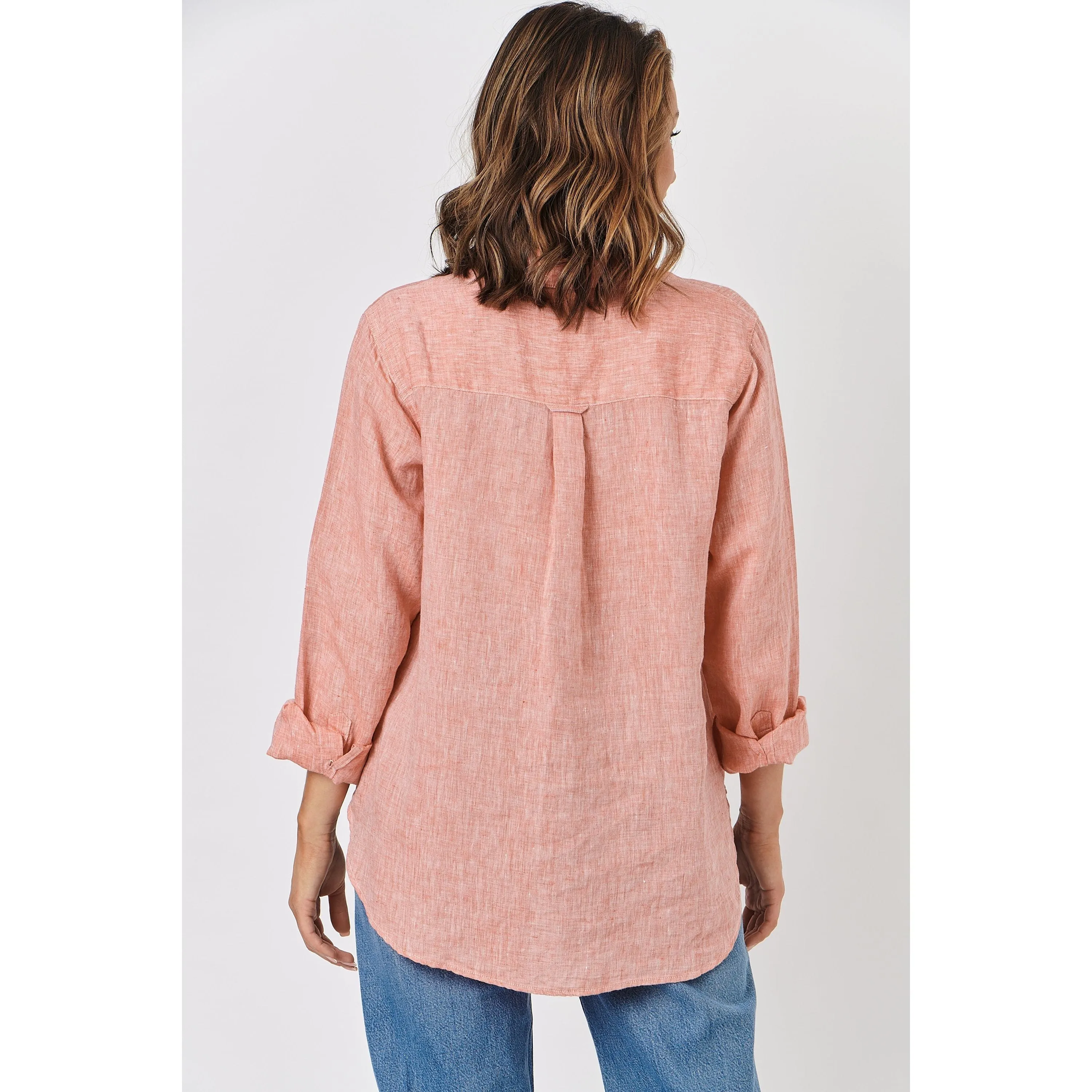 enveloppe - Linen Boyfriend Shirt Tangerine