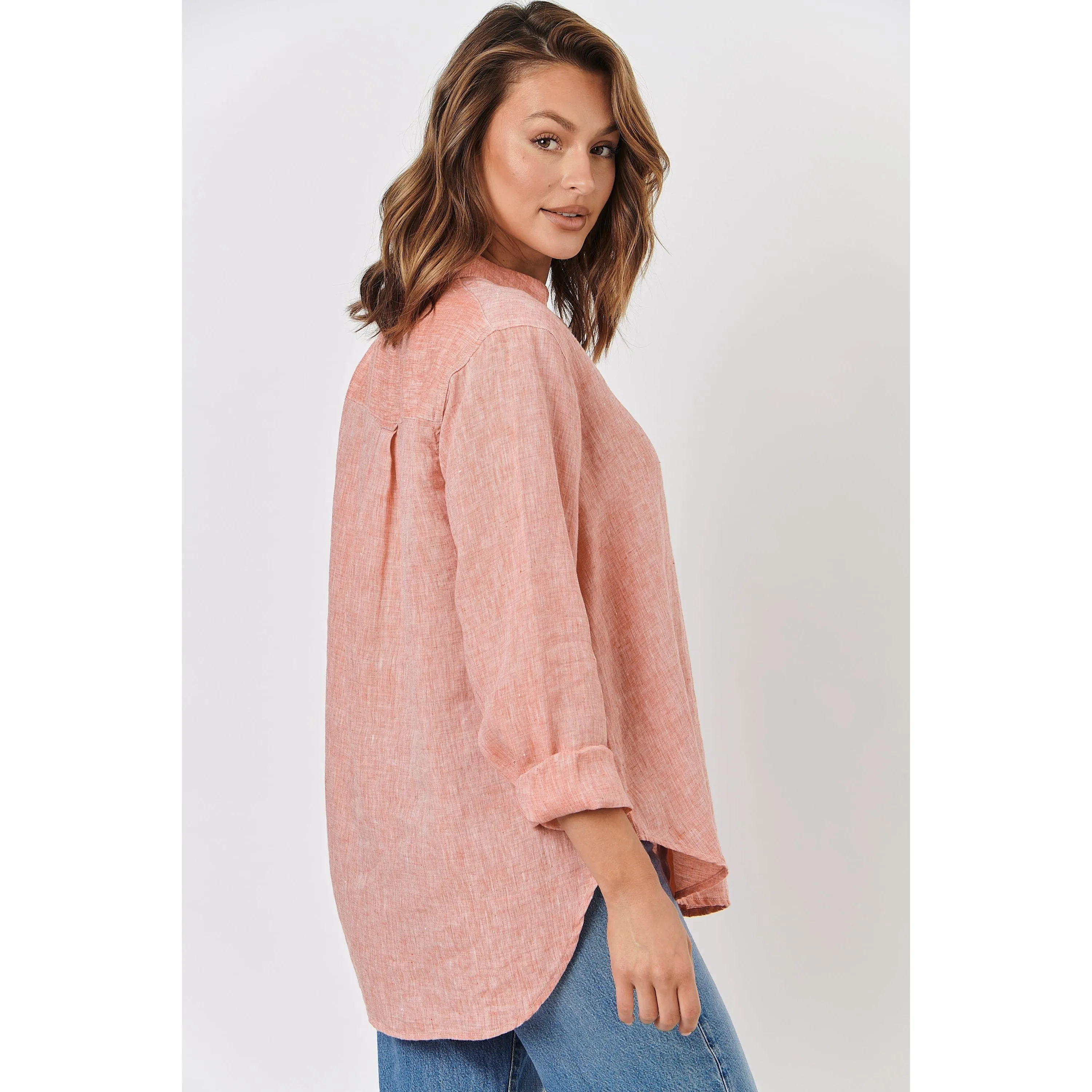 enveloppe - Linen Boyfriend Shirt Tangerine