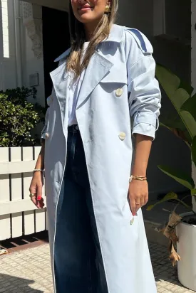 Evans Trench Coat Ice Blue