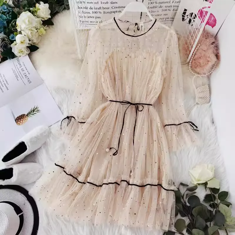 Fairy Sequined Mesh Dress Summer Sweet Cute Dress 1139