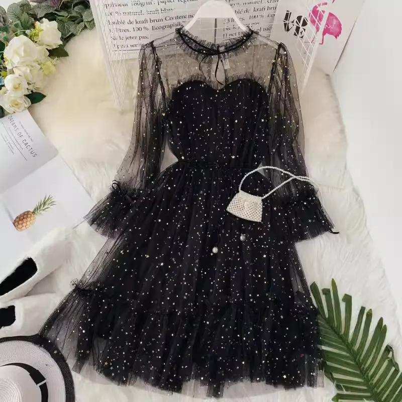 Fairy Sequined Mesh Dress Summer Sweet Cute Dress 1139