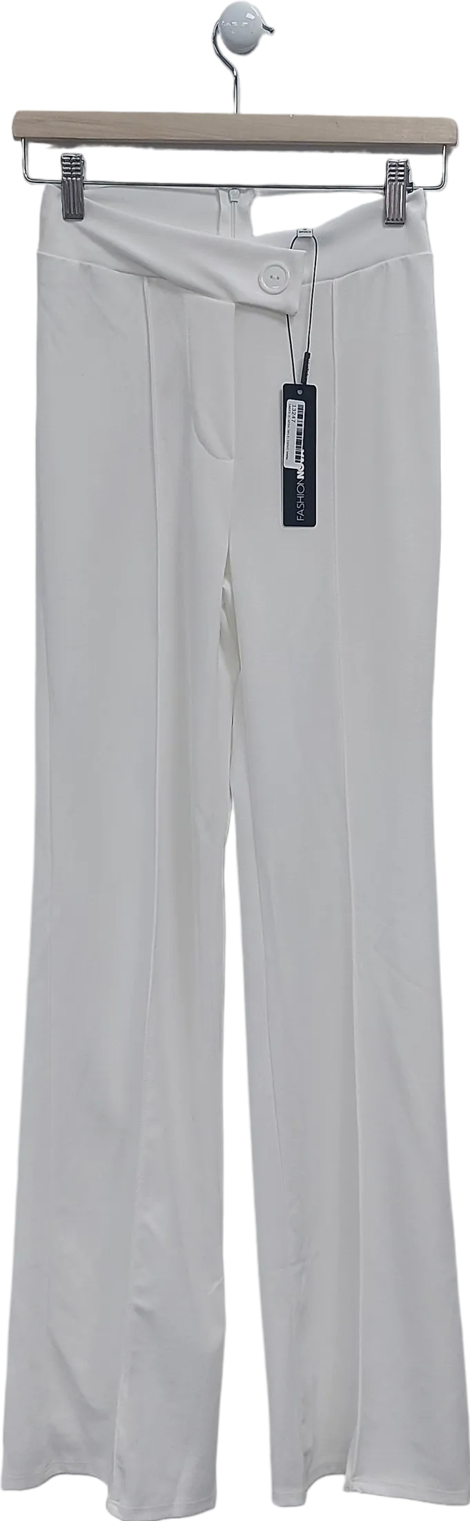 Fashion Nova White Call It Even Wide Leg Dress Pants UK S