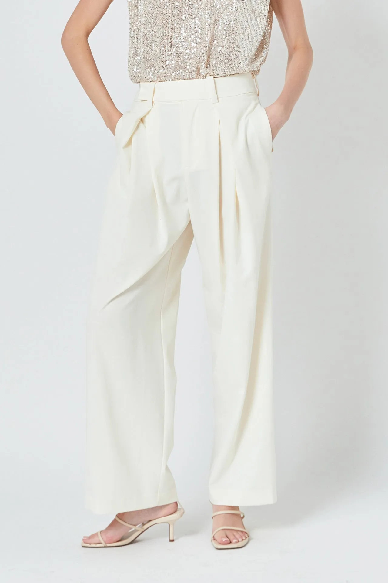 Front Pleat Wide Trousers