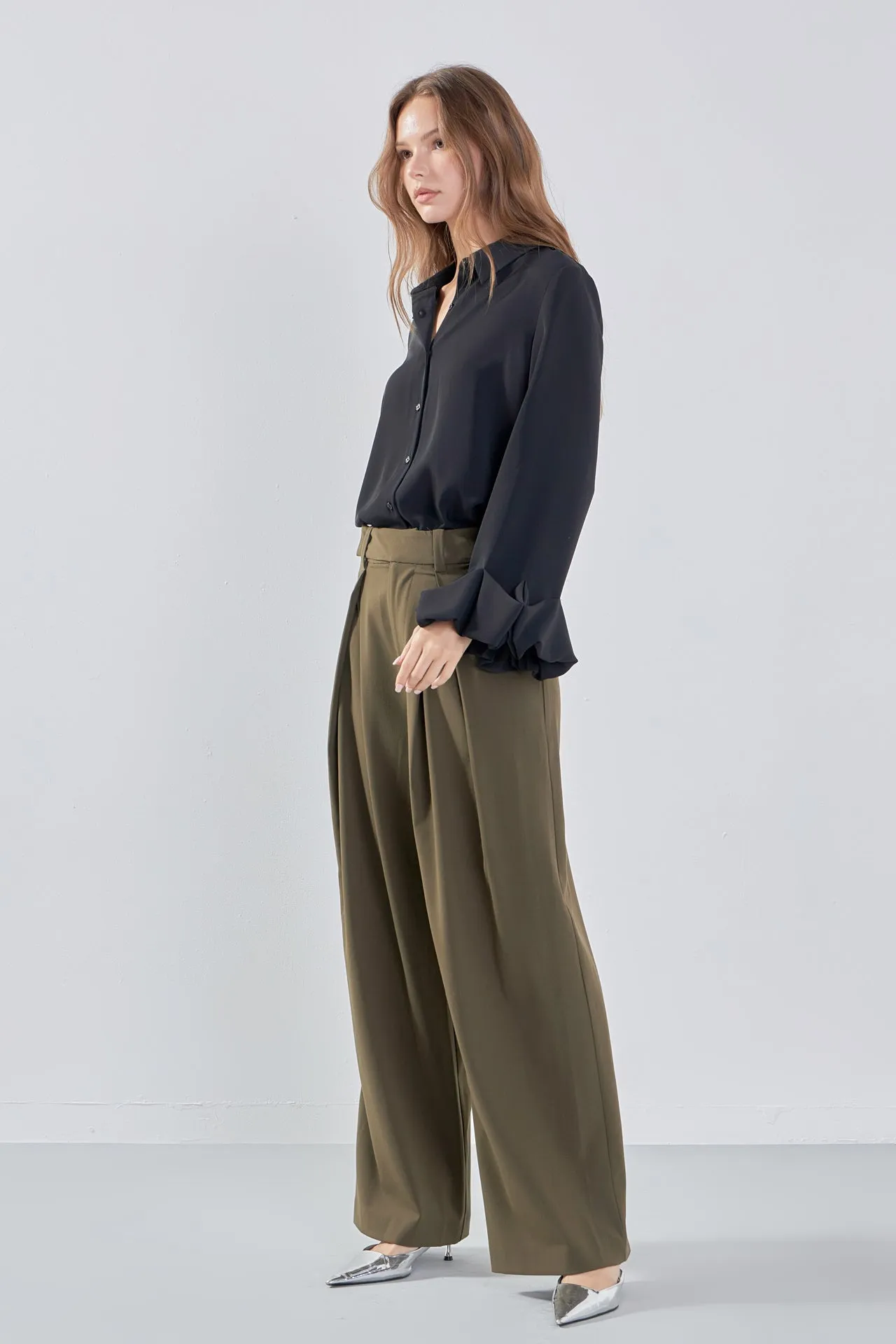 Front Pleat Wide Trousers