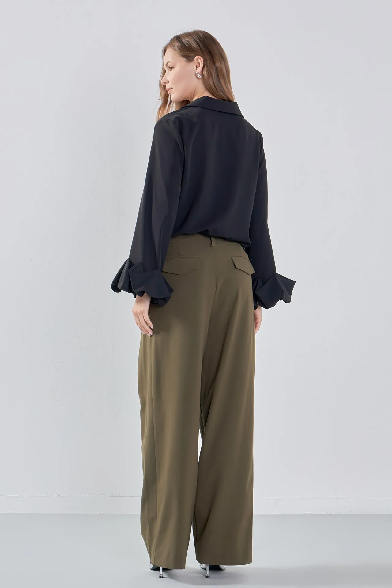 Front Pleat Wide Trousers