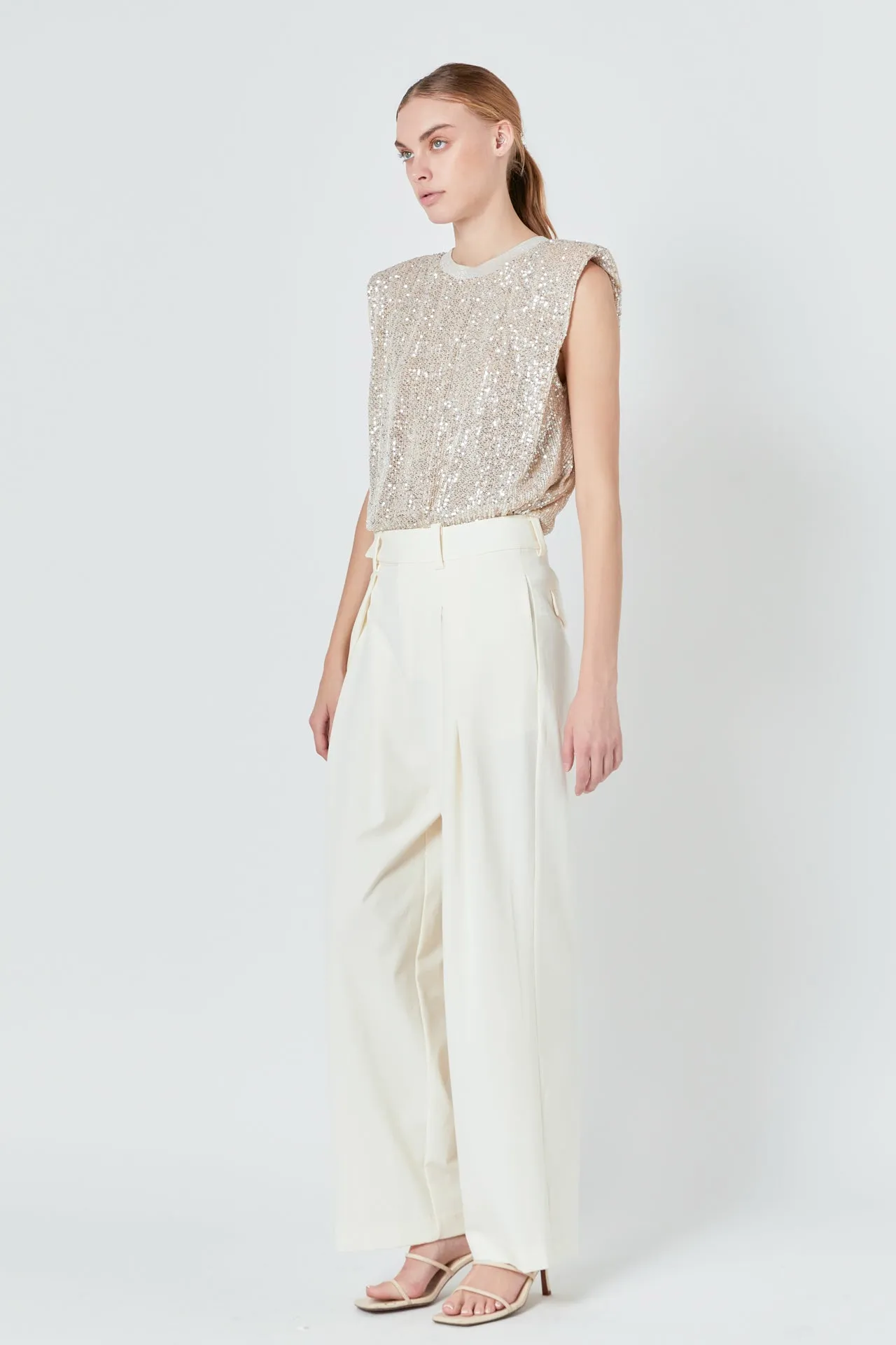 Front Pleat Wide Trousers