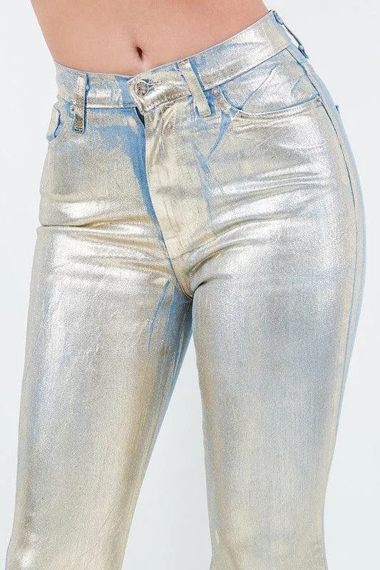 Gold Foil Denim Bell Bottom