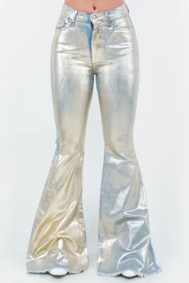 Gold Foil Denim Bell Bottom