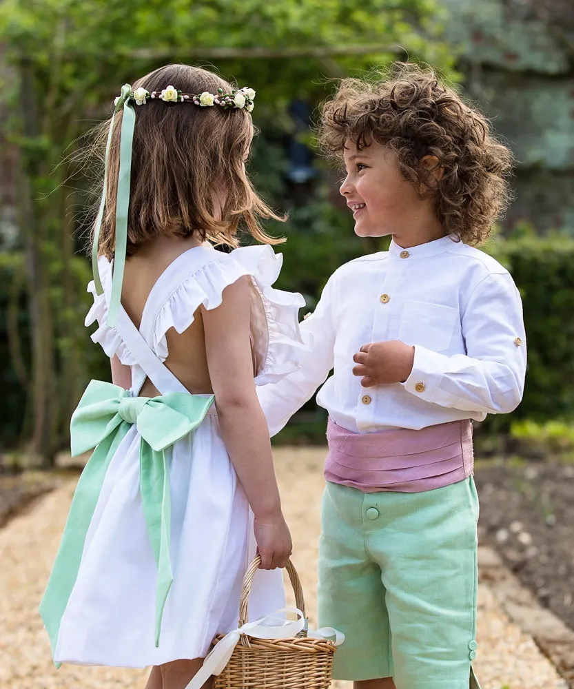 Green Linen Pageboy Shorts