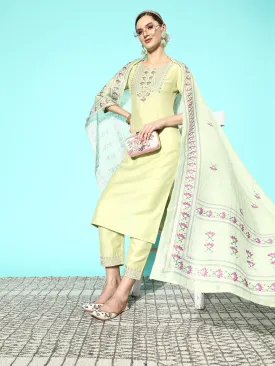 Green Sequinned Kurta Dupatta Set