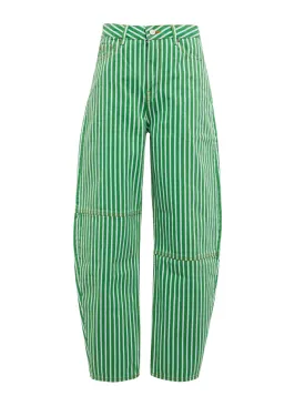 Green striped wide-leg jeans