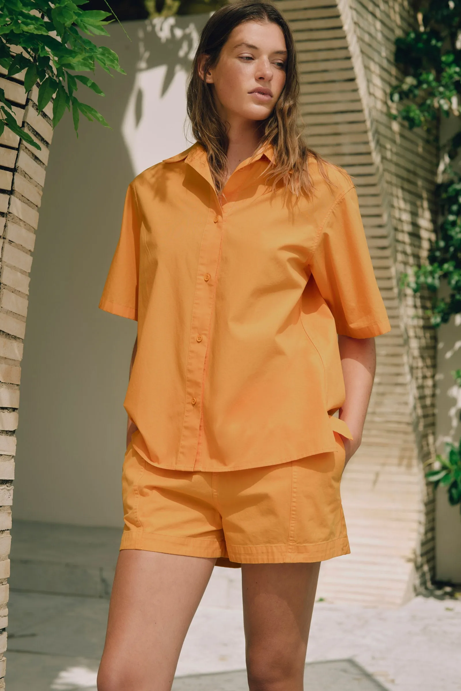 Haley Poplin Short Sleeve Shirt - Mandarin