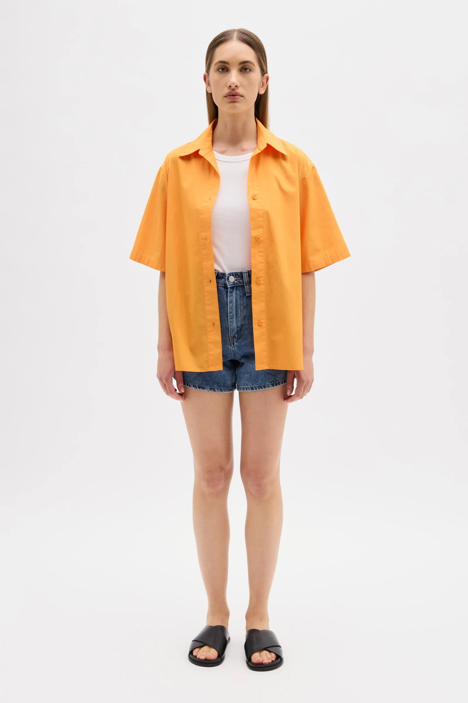 Haley Poplin Short Sleeve Shirt - Mandarin