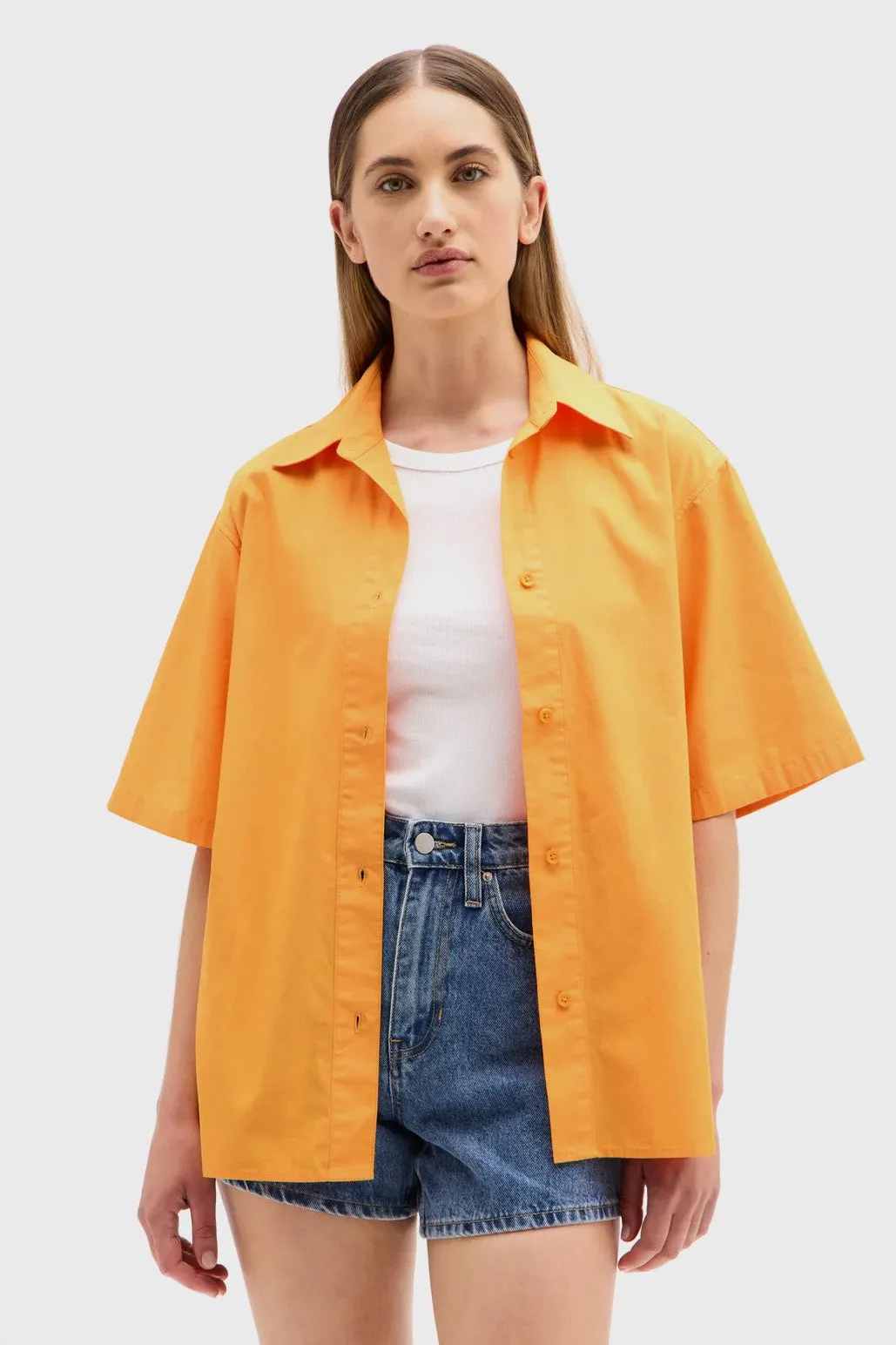 Haley Poplin Short Sleeve Shirt - Mandarin