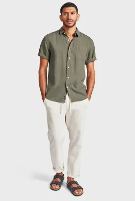 Hampton Linen Short Sleeve Shirt in Smoke Pine